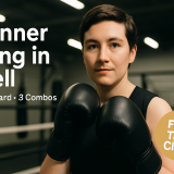 A beginner boxer in a defensive stance with text overlay for Anointed Hands Boxing in Slidell.