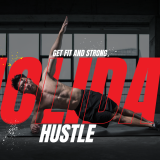 A man doing a push-up on a mat in a minimal indoor space, focused workout scene